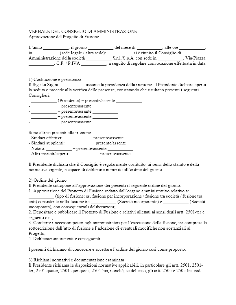 Verbale CDA approvazione progetto di fusione​