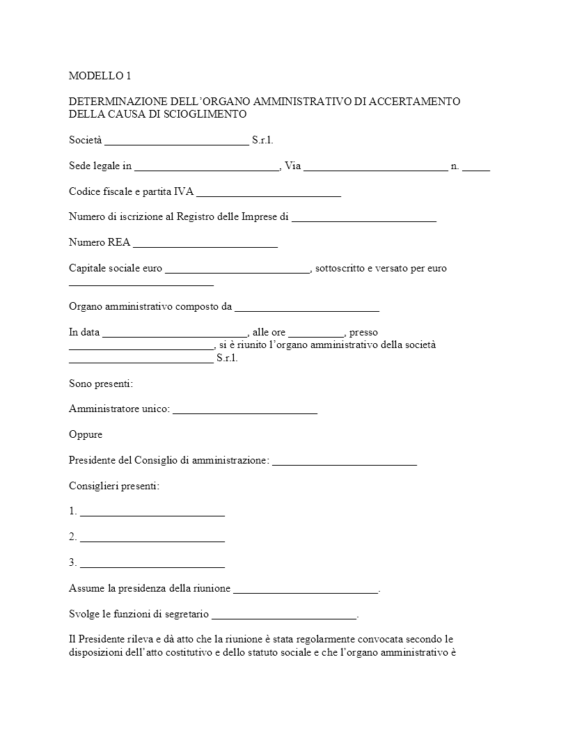 Verbale scioglimento Srl senza notaio Verbale scioglimento Srl senza notaio